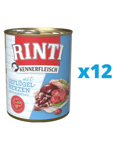 RINTI Kennerfleisch Poultry Hearts hrana umeda 12 x 800 g pentru caini, cu inimi de pasare