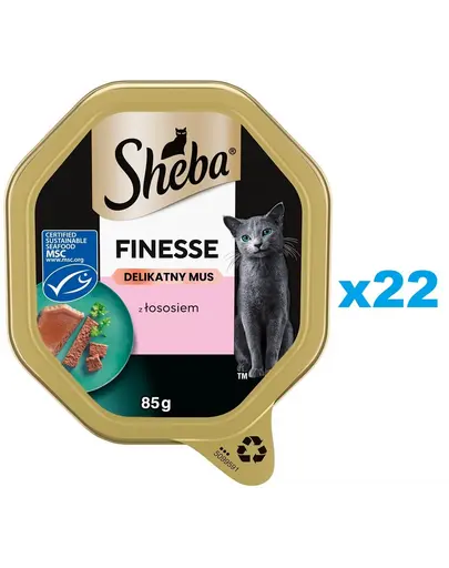 SHEBA Finesse mousse fin cu somon 22x85 g hrana umeda pisici adulte
