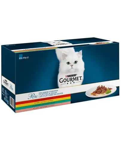 GOURMET Perle Hrana umeda pentru pisici adulte, mix fileuri in sos 60 x 85 g