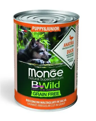 MONGE BWild GrainFree Puppy hrana umeda pentru catelusi, cu rata 400 g