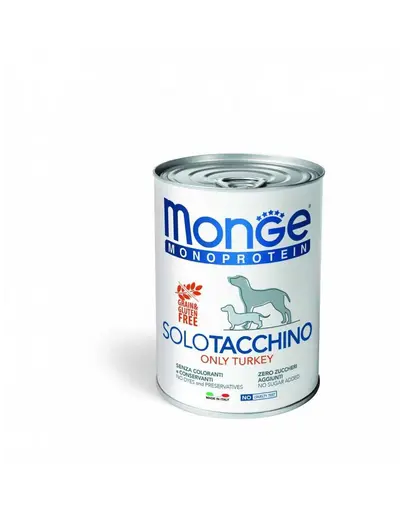 MONGE Monoprotein, hrana umeda pentru caini, Curcan, 400 g