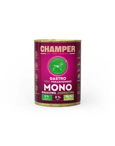 Hrana umeda caini CHAMPER Gastro cu miel 400 g