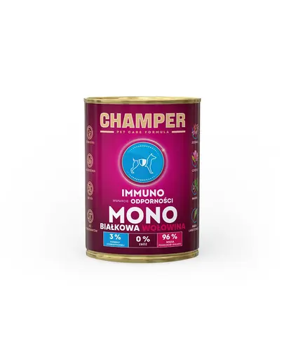 CHAMPER Immuno hrana cu vita pentru caini 400 g monoproteica