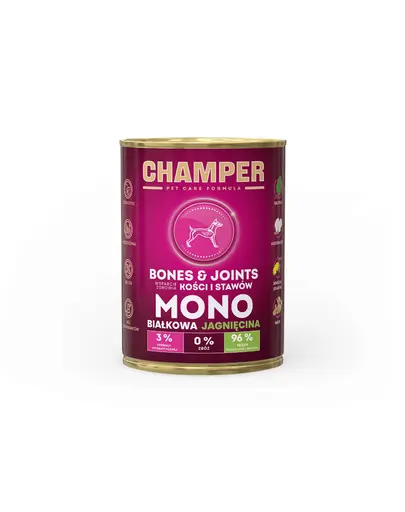Conserva hrana caini CHAMPER Bones Joints cu miel 400 g monoproteina