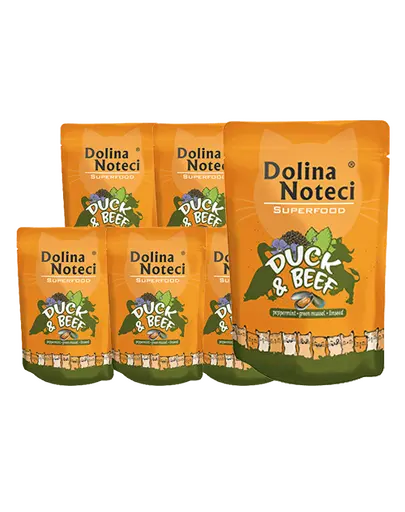 DOLINA NOTECI Superfood Plicuri hrana pisici, cu vita si rata 10x85 g