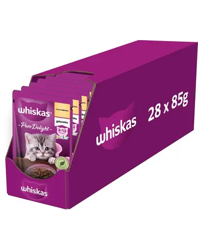 WHISKAS Junior plic hrana pisoi 28x85g pui in jeleu