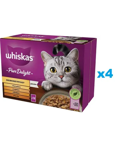 WHISKAS Adult plicuri pisici 48x85g hrana in aspic cu: pui, curcan, pasare, rata