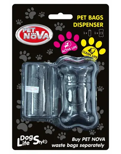 PET NOVA Dispenser + rola pungi excremente 20 buc, negru