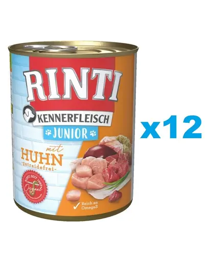 RINTI Kennerfleish Junior Chicken 12x400 g conserve cu pui, pentru catelusi