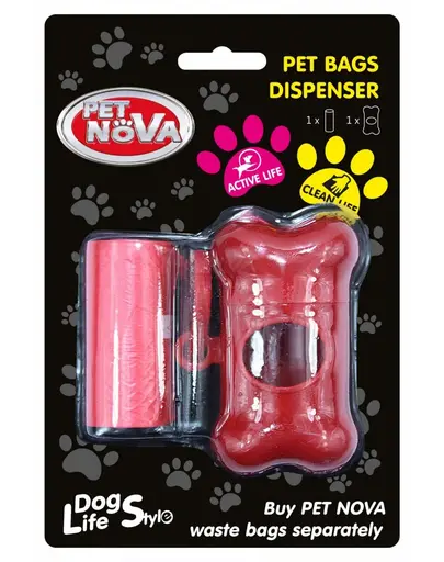 PET NOVA Dispenser + rola pungi excremente 20 buc, rosu