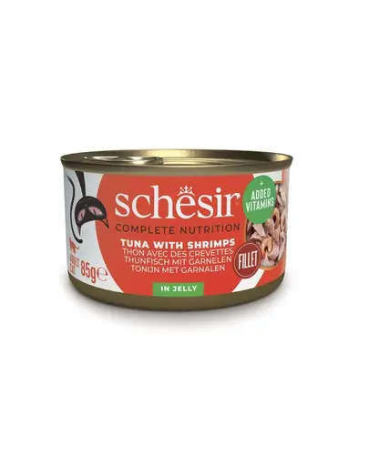 SCHESIR Conserva pisica, Ton cu creveti in aspic 85 g