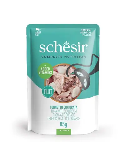 SCHESIR Jelly Adult Tuna&Sea Bream 85g hrana umeda pisica, ton si dorada in aspic