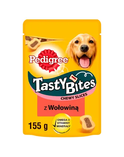 PEDIGREE Tasty Bites Chewy Slices Recompense pentru caine, cu vita 155g