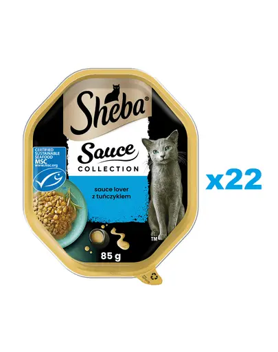 SHEBA Sauce Collection ton in sos 22x85 g hrana umeda completa pentru pisici adulte