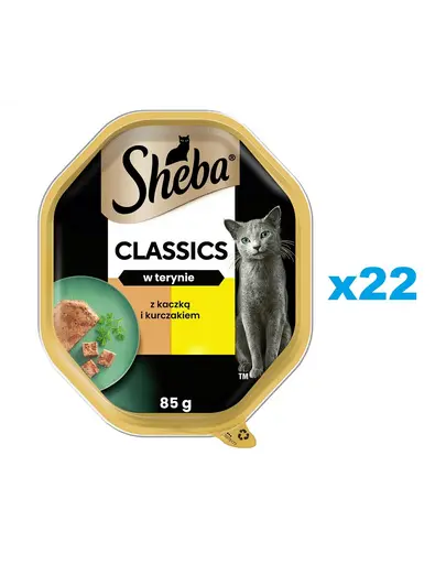 SHEBA Classics 22x85 g tava hrana umeda pisici, rata si pui in terina
