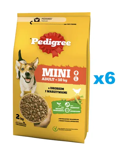 PEDIGREE Adult Mini 6x2 kg Hrana caine talie mica, cu pasare si legume