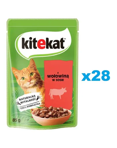 KITEKAT Plicuri hrana pisici adulyte, cu vita in sos 28x85 g