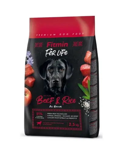 FITMIN Dog For Life Adult Beef Rice 2,5 kg hrana caini toate rasele