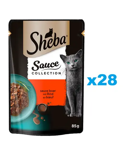 SHEBA Sauce Collection plic cu vita in sos 28x85 g mancare umeda completa pentru pisici adulte