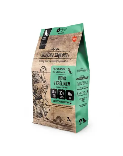 WIEJSKA ZAGRODA Hrana uscata curcan si iepure, pentru caine S 2 kg