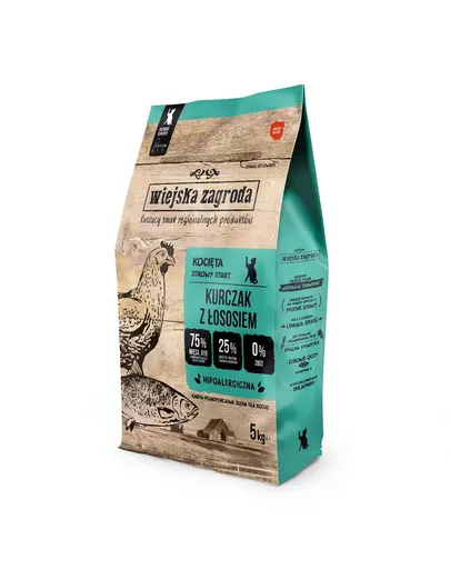 WIEJSKA ZAGRODA Mancare cu pui si somon pentru pisoi 5 kg