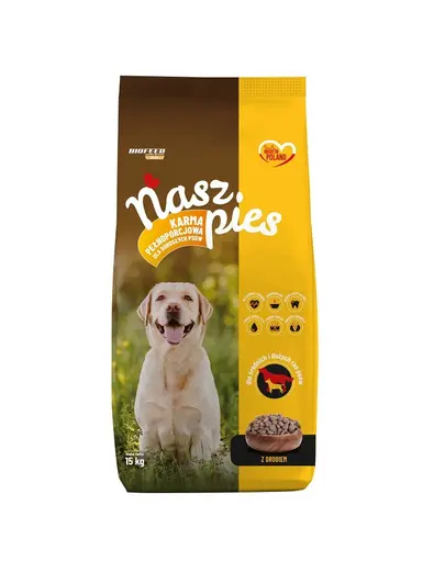 BIOFEED NASZ PIES pasare 15 kg hrana Caini mari si medii