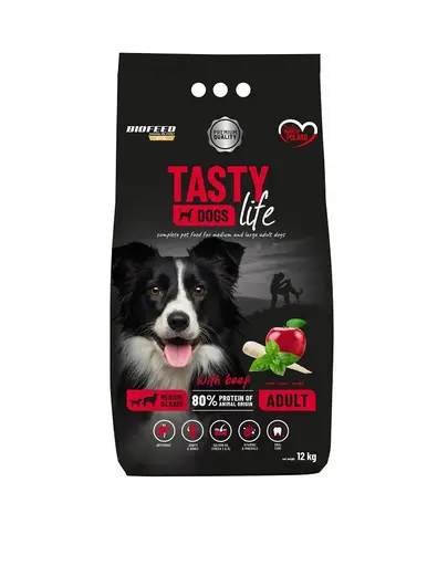 BIOFEED TASTY LIFE Premium hrana cu vita pentru Caini rase medii si mari 12 kg