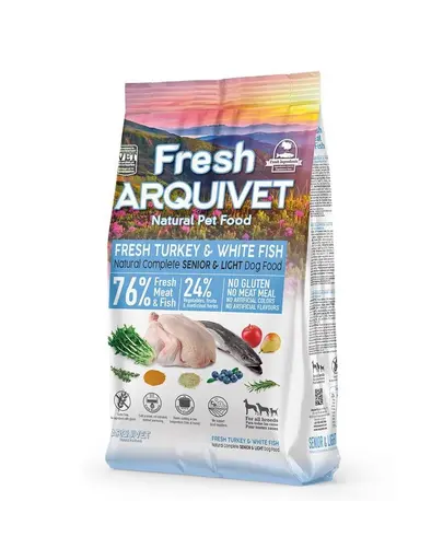 ARQUIVET Fresh Senior Light hrana semiumeda pentru caini seniori 2,5 kg curcan si peste alb