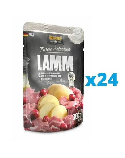 BELCANDO Finest Selection hrana umeda caini adulti, cu miel si merisoare 24x300 g