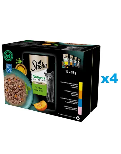 SHEBA Nature’s Collection 48x85g hrana umeda pisici, 4 sortimente in sos