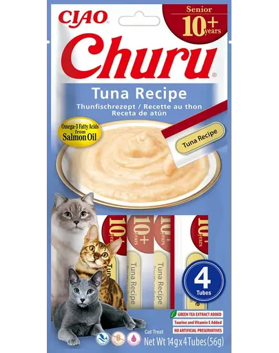 INABA Churu Cat Senior Tuna 4x14g gustare cremoasa cu aroma de ton pentru pisici in varsta
