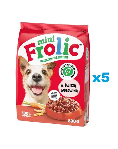 FROLIC Mini Naturally Irresistible 5x800 g hrana semi-umeda pentru Caini de talie mica cu vita proaspata