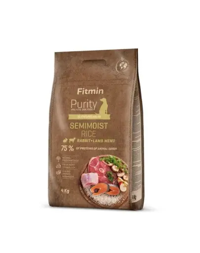 FITMIN Dog Purity Mancare semi-umeda cu iepure, miel si orez 4 kg