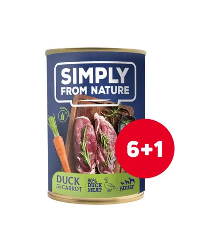 SIMPLY FROM NATURE pachet conserve caini 6 x 400 g + 1 GRATIS rata si morcov