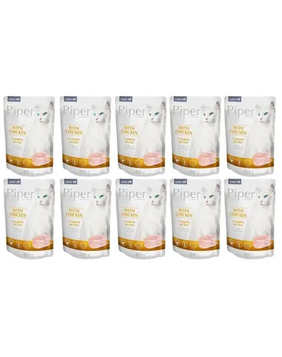 PIPER Animals Adult Cat 10x100 g hrana umeda pentru pisici, cu pui