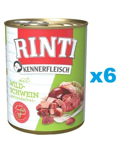 RINTI Kennerfleisch Wild boar cu mistret, hrana caini 6x400 g