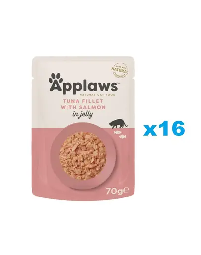APPLAWS Cat Adult Pouch Tuna Fillet with Salmon in Jelly plicuri pentru pisici, file de ton cu somon in aspic 16x70 g