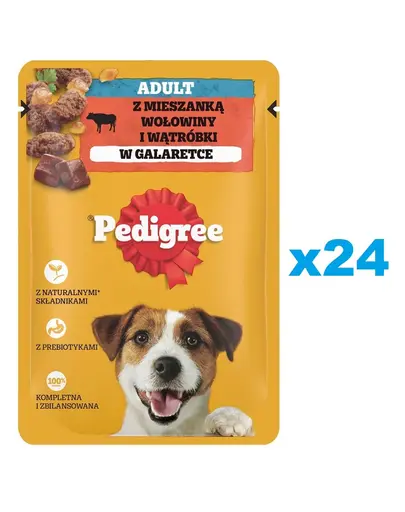 PEDIGREE Adult Pachet hrana umeda caini, vita si ficat in aspic 24x100g