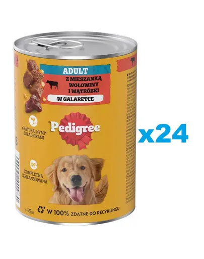 PEDIGREE Adult 24x400 g Conserve hrana umeda caini adult, cu vita si ficat in aspic