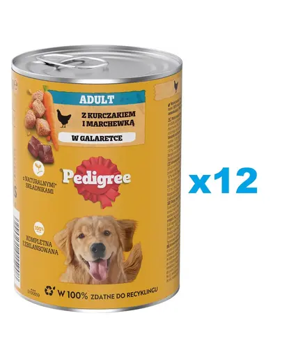 PEDIGREE Adult conserve pentru caini 12x400g cu pui si morcovi in aspic