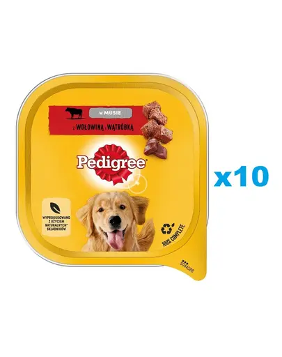 PEDIGREE Adult 10x300 g hrana umeda pentru caini cu carne de vita si ficat in mousse