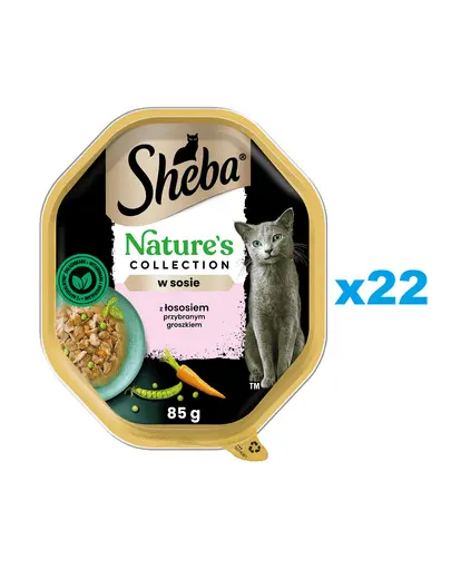 SHEBA Nature’s Collection somon si mazare in sos 22x85 g hrana umeda completa pentru pisici adulte