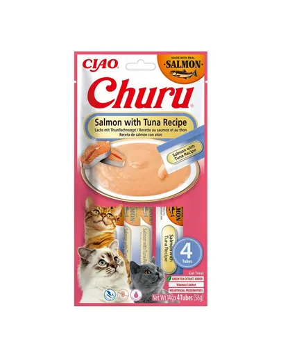 INABA Churu Cat Salmon with Tuna 4x14g gustare pentru pisici cu somon si ton