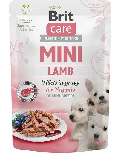 BRIT CARE Mini Puppy Pouch Lamb 24x85g Plicuri hrana catei talie mica, cu miel