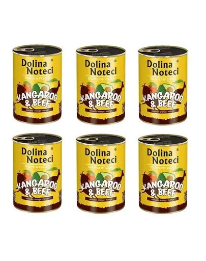 DOLINA NOTECI Premium SuperFood hrana umeda caini adulti, cangur si vita 800 g x 6 buc.
