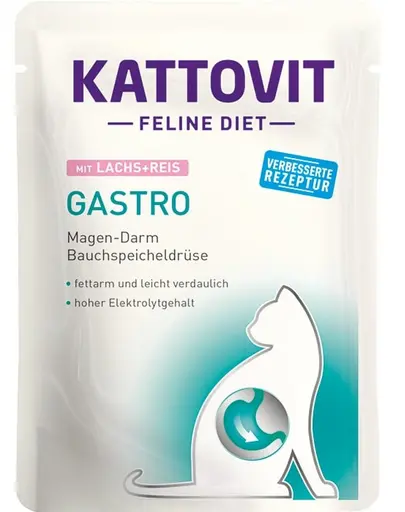 KATTOVIT Feline Diet Gastro somon si orez 24x85 g hrana pisica