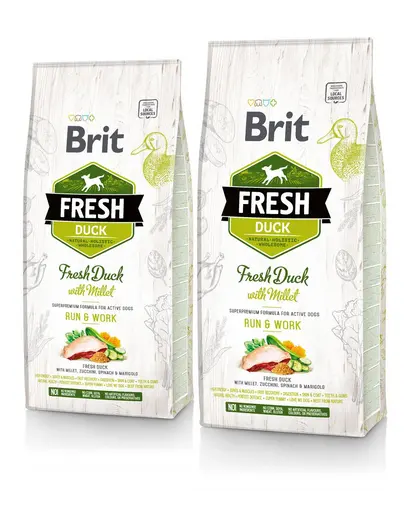 BRIT Fresh Active Run&Work hrana uscata caini adulti activi, rata si mei 24 kg (2 x 12 kg)
