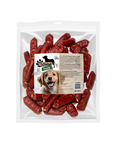 MR. PRETZEL Carnati cu rata gustare pentru caini 500 g