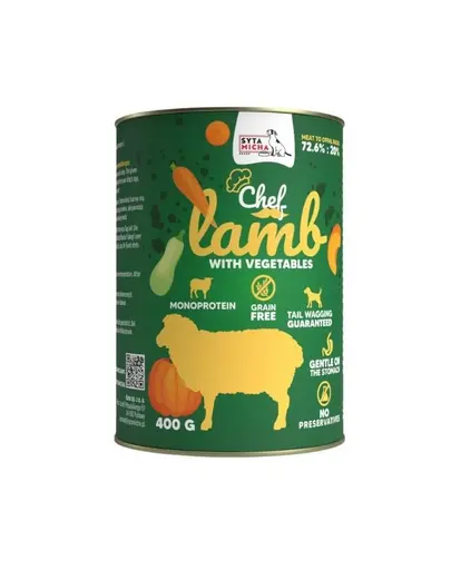 SYTA MICHA Chef Monoprotein hrana umeda pentru caini cu miel si legume 400 g