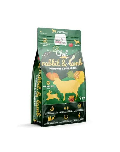 SYTA MICHA Chef Hrana uscata pentru caini cu iepure si miel, dovleac si ananas 9 kg